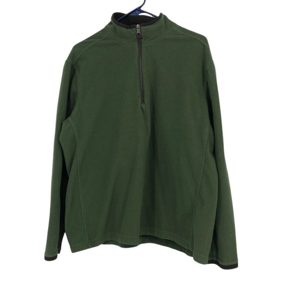 GH Bass & Co green half zip fleece mens size large